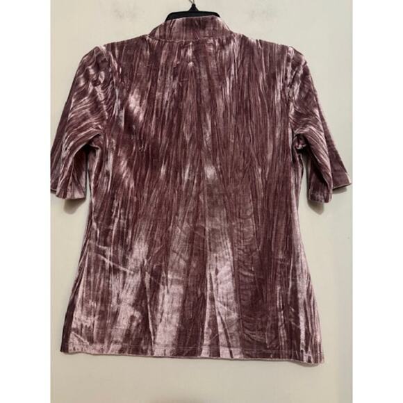 Anthropologie Pilcro Velvet Pink Rose Mock Neck Short-Sleeve Top Small New - Picture 3 of 6